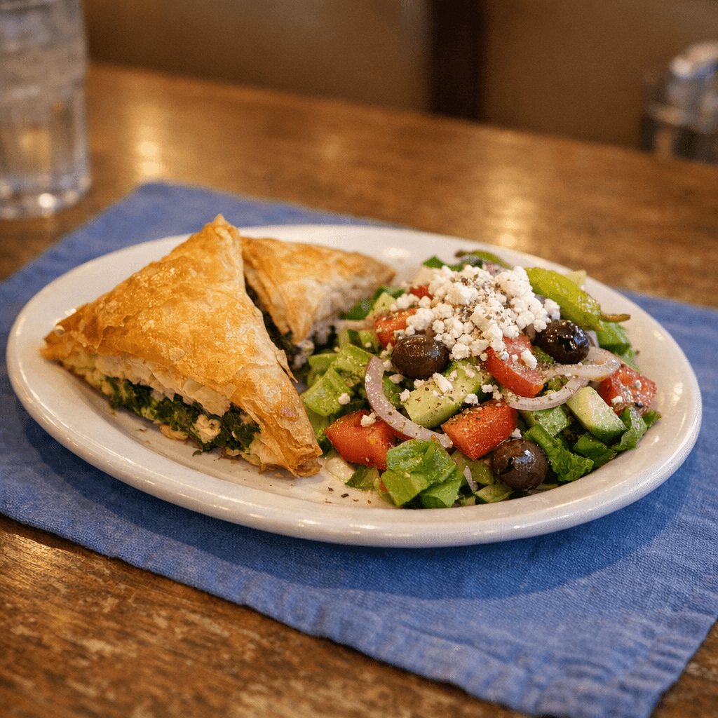 Spanakopita with a side of Greek Salad
