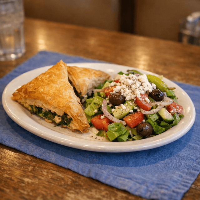 Spanakopita with a side of Greek Salad